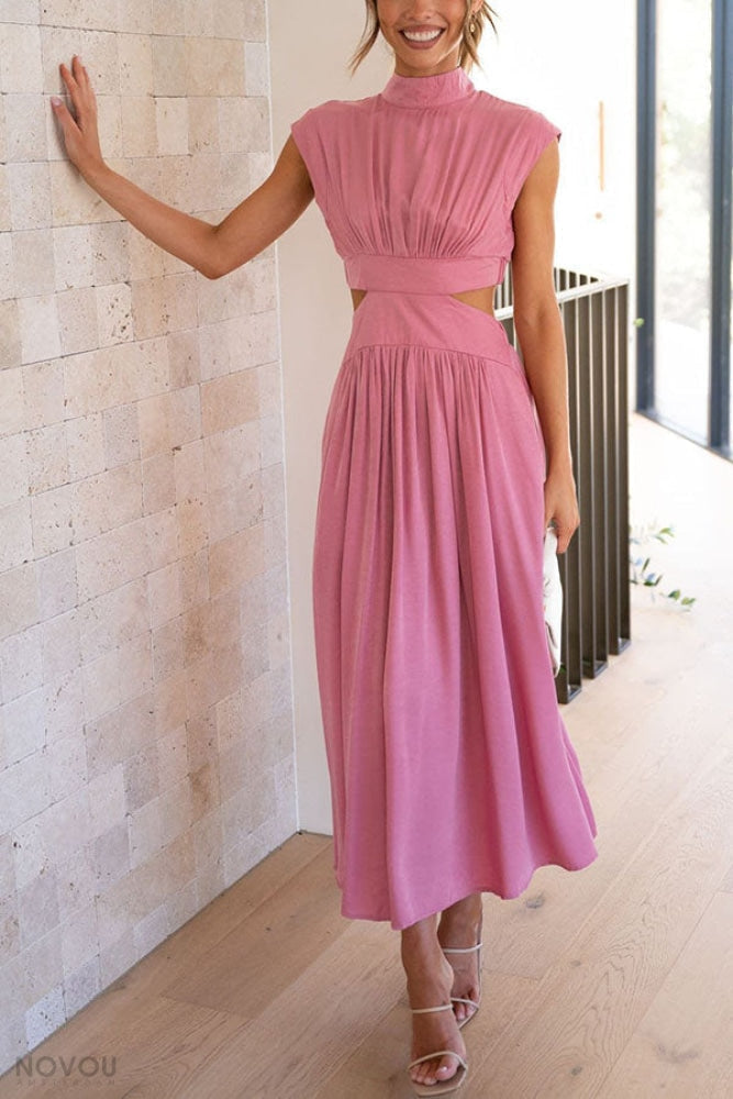Midi dress with a neckline