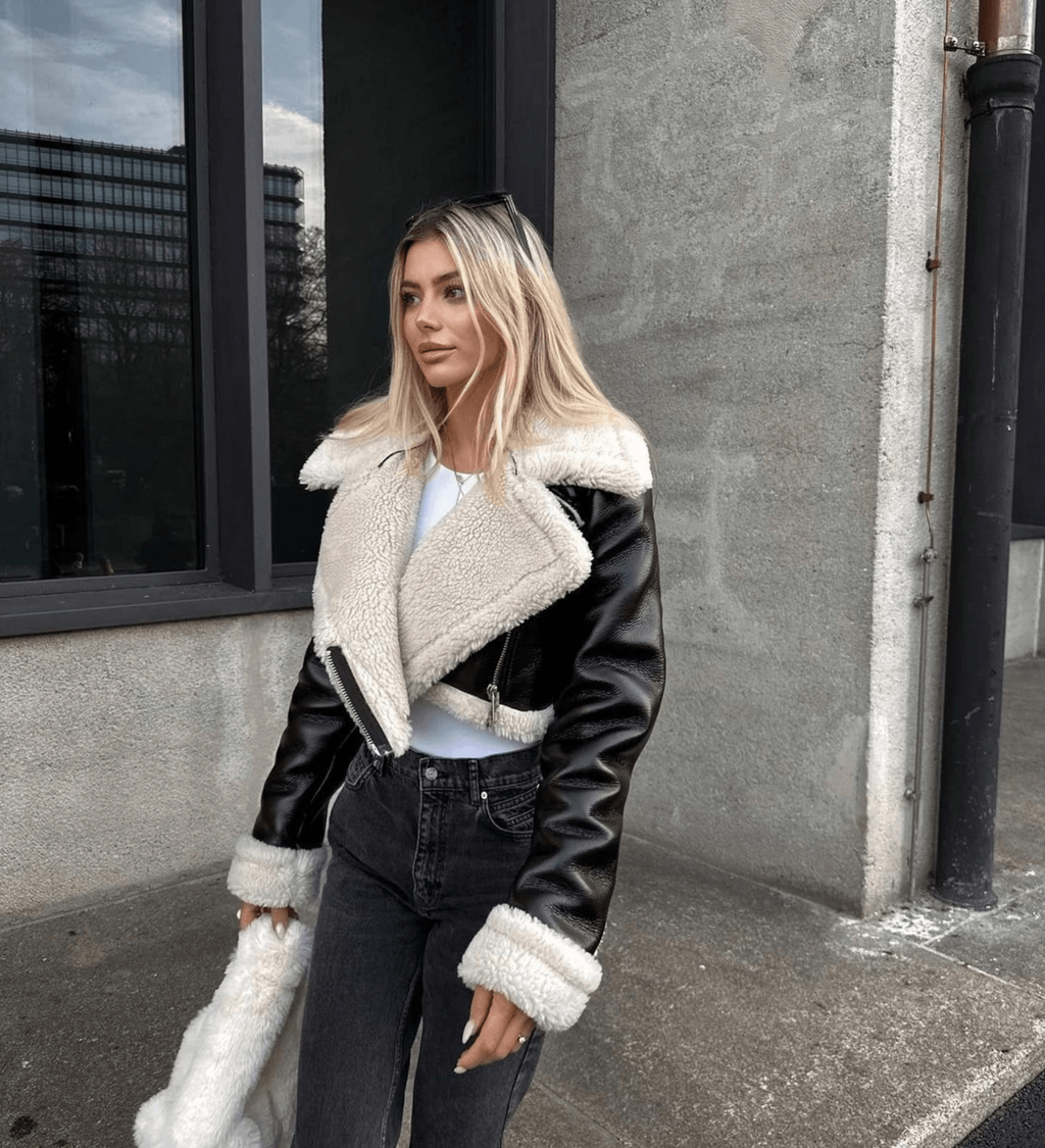 Valenzora Lederjacke | Stylischer Look für kalte Tage mit Fellbesatz
