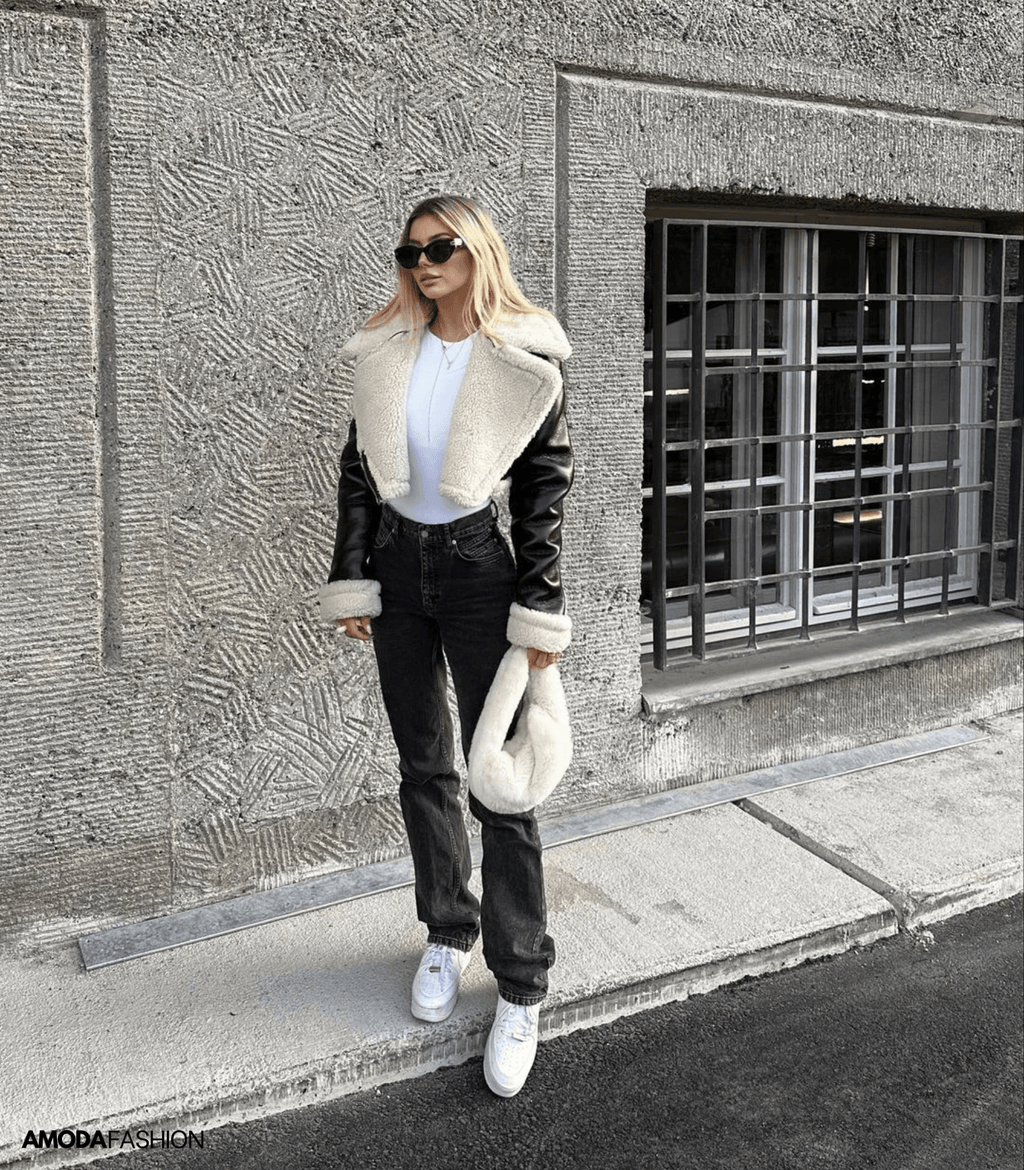 Leder-Teddy-Jacke