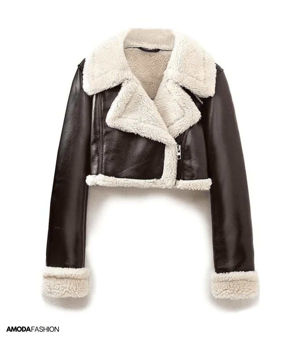 Leder-Teddy-Jacke