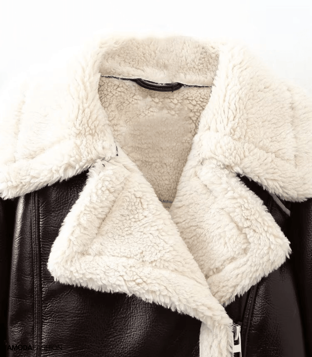 Leder-Teddy-Jacke