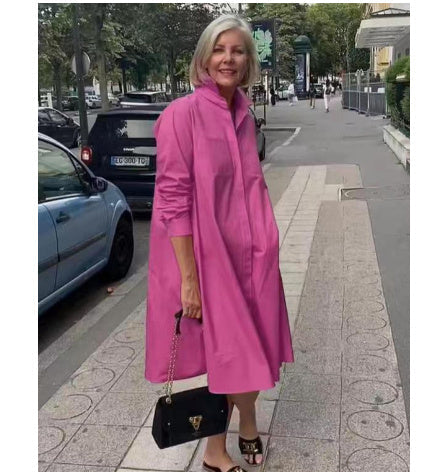 Valenzora | Shirt dress with turn-down collar & three-quarter sleeves