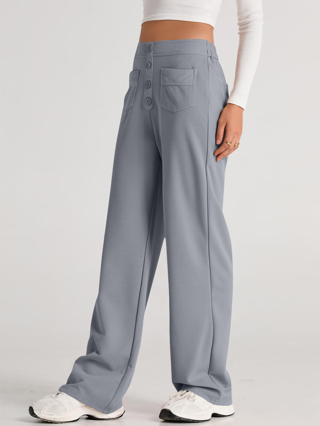 Valenzora | Wide-waisted trousers with pockets, elegant and comfortable