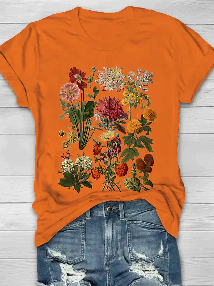 Valenzora | Vintage Blumen-T-Shirt Retro-Stil Für Lässig-Chic