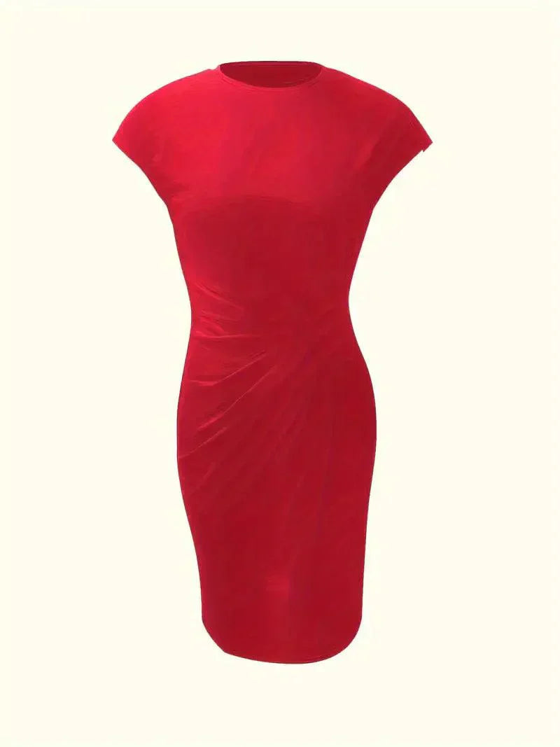 Valenzora | Stylish slim dress with round neckline