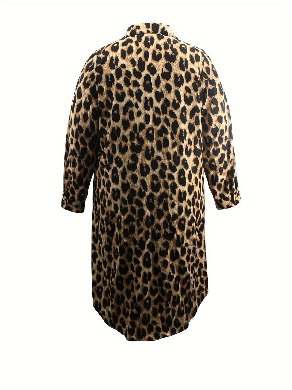 Valenzora | Casual leopard print shirt dress with long sleeves