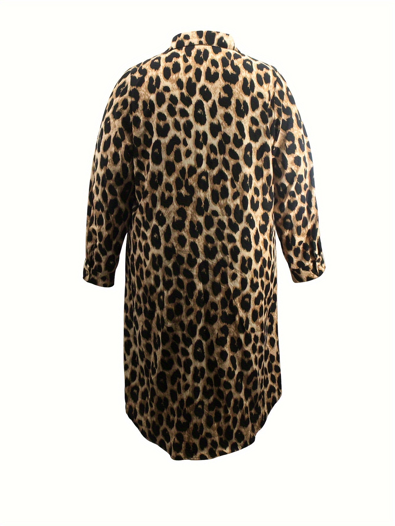 Valenzora | Casual leopard print shirt dress with long sleeves