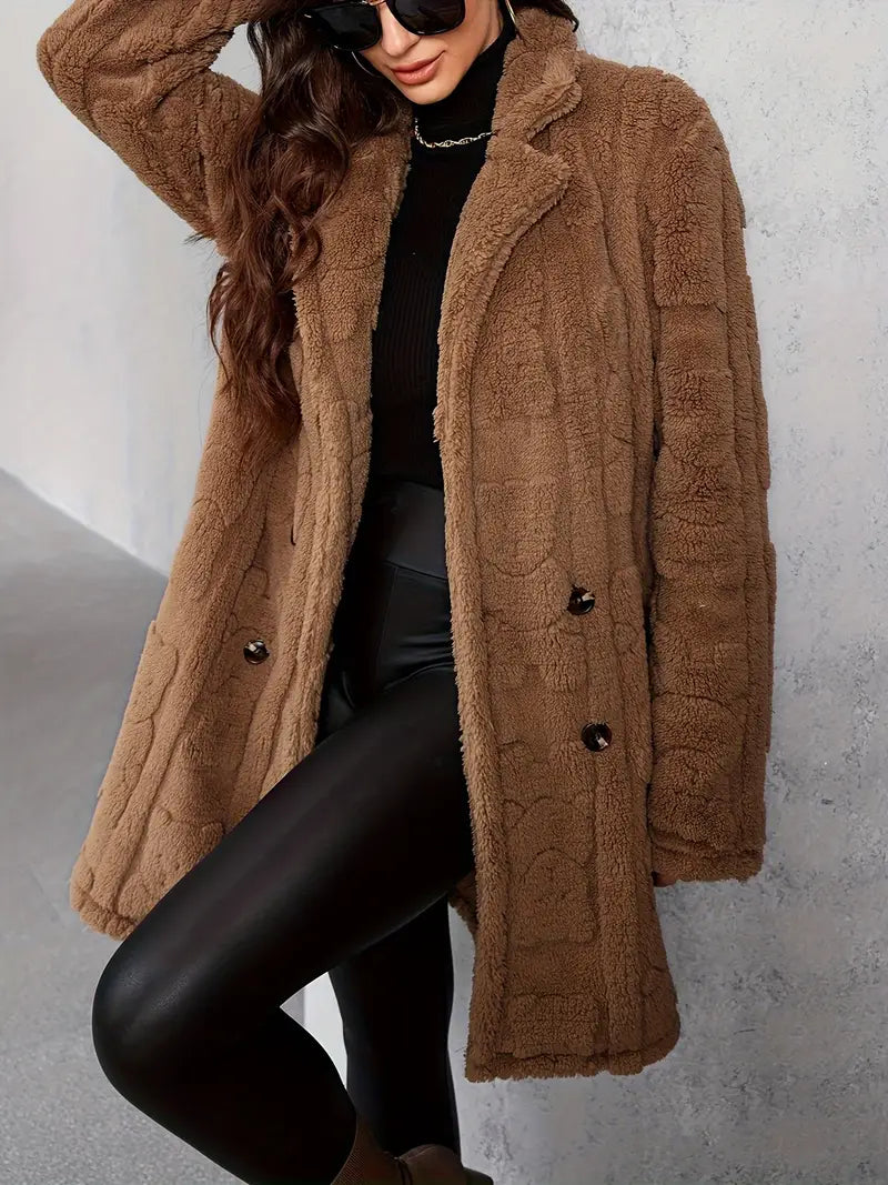 Valenzora | Soft, solid-color thermal coat with long sleeves