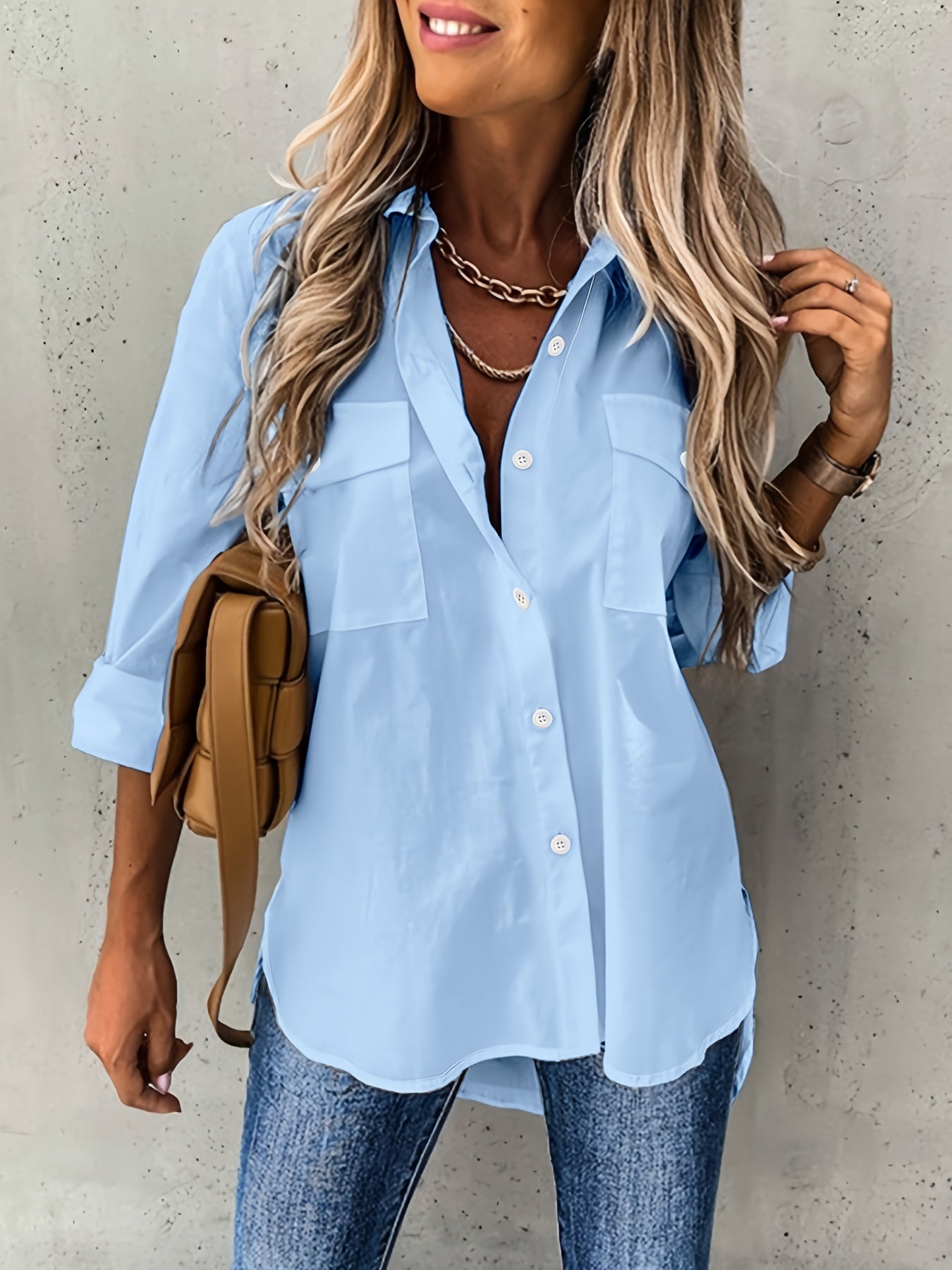 Valenzora | Women's sleeveless lapel collar shirt