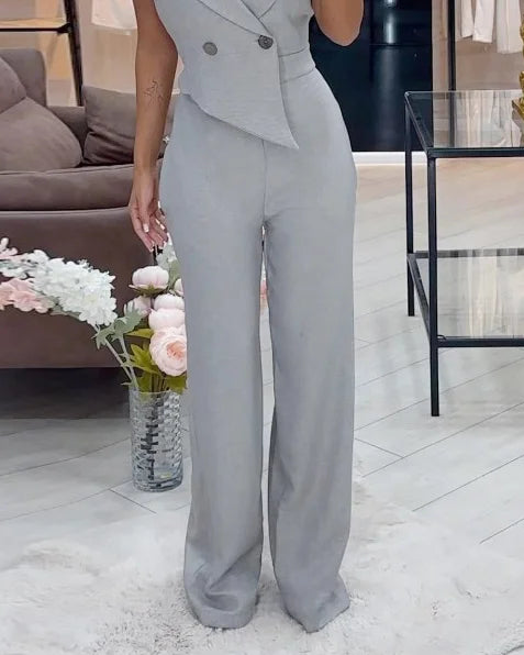 Valenzora | Jumpsuit with lapel collar in solid color