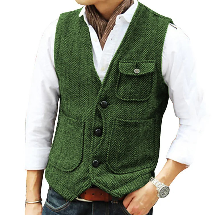 Valenzora | Casual sleeveless single-breasted vest with pockets and a slim fit