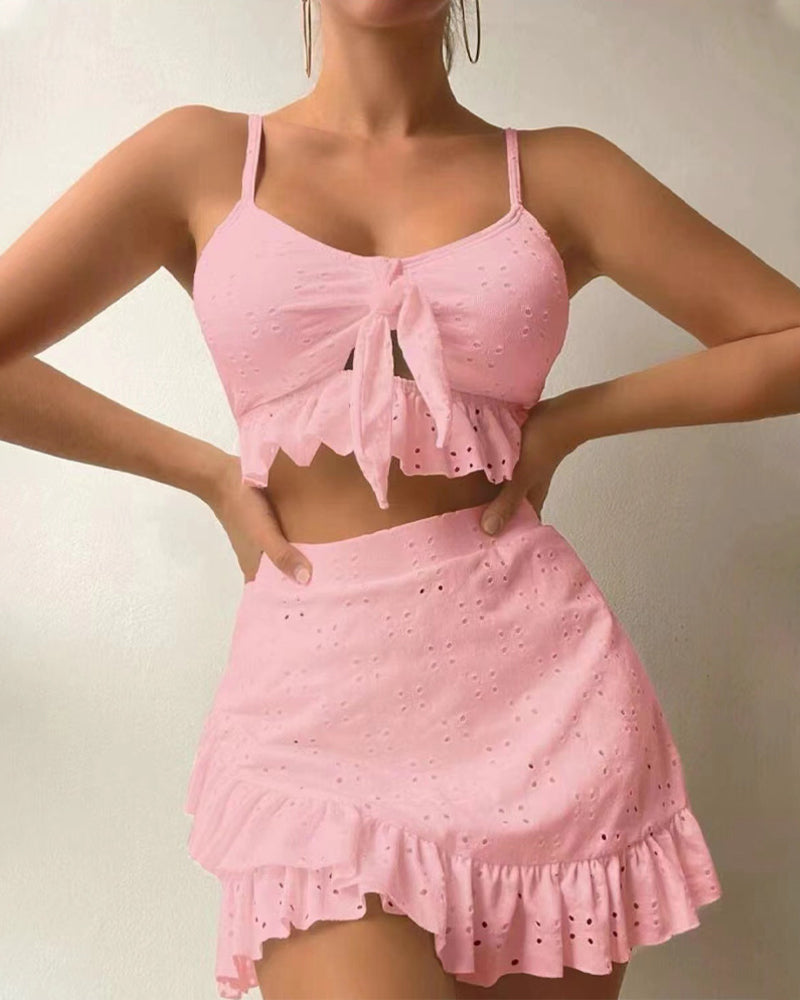Valenzora | Three-piece bikini set with skirt
