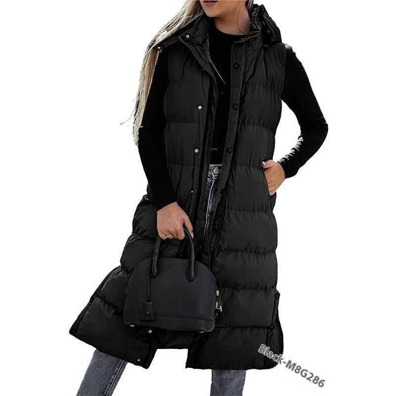 Valenzora | Sleeveless, casual quilted jacket with hood and zipper