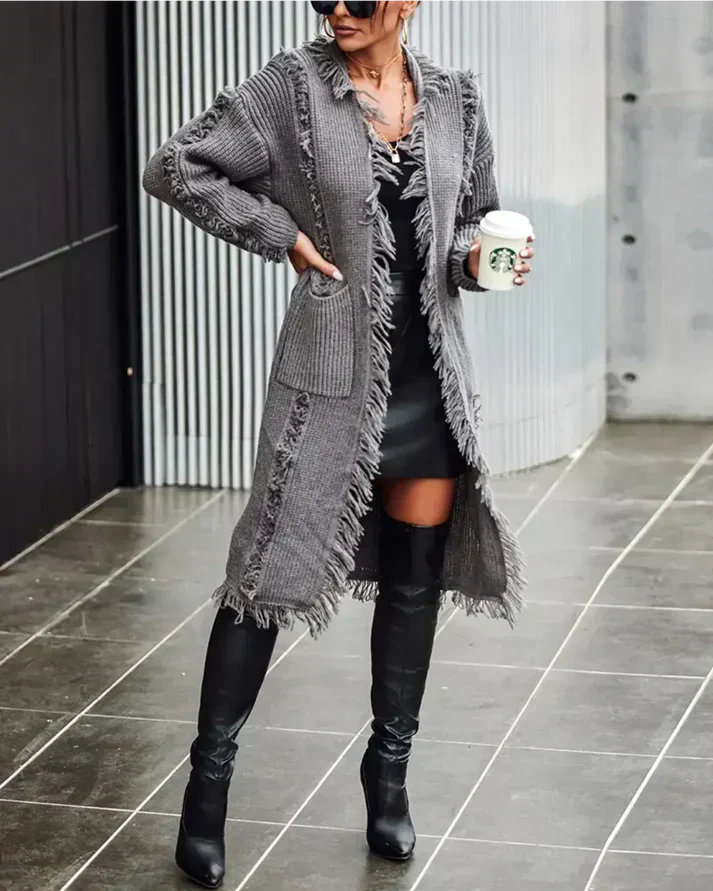 Valenzora | Kuschelige Strickjacke mit Kordelzug