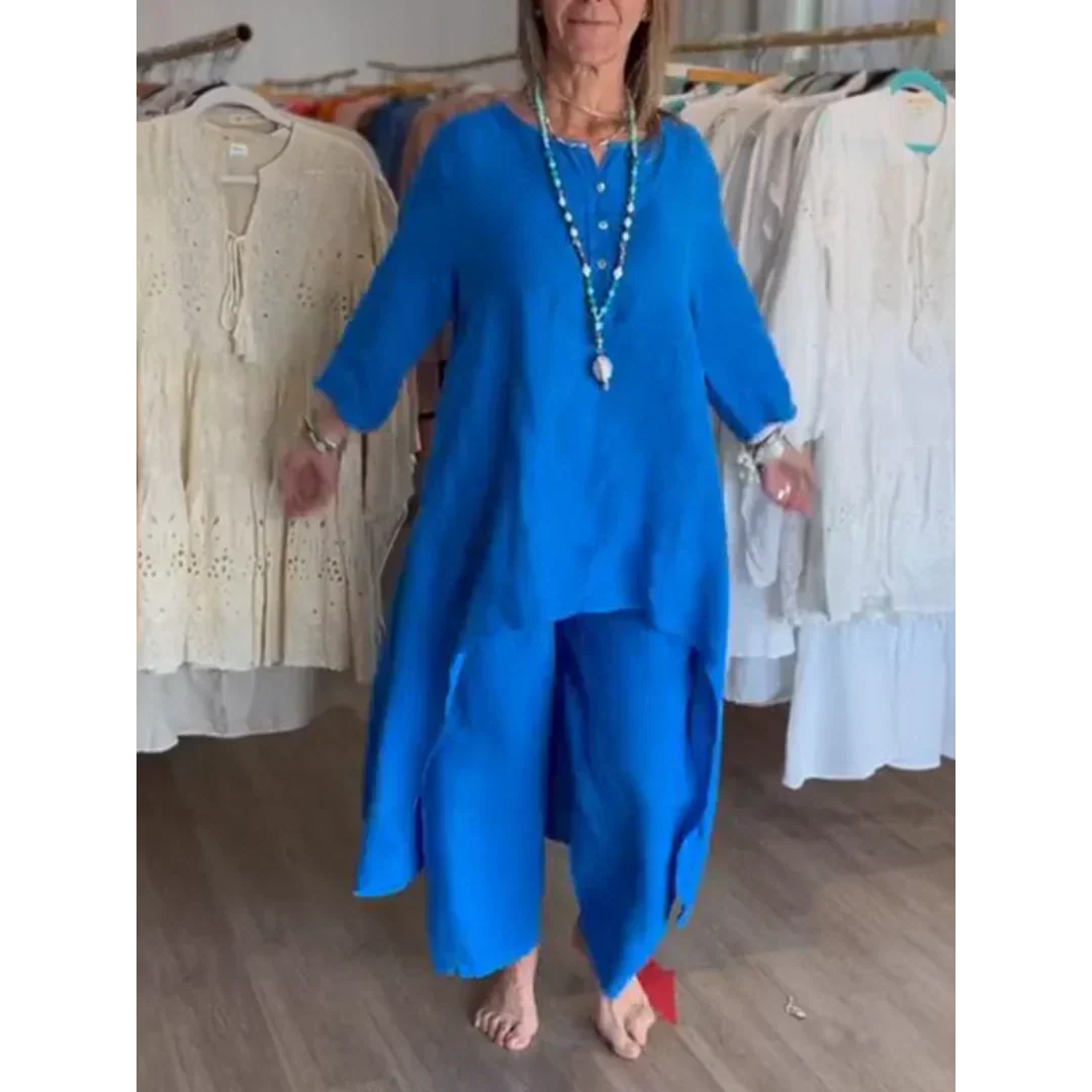 Valenzora | Solid color linen suit for women