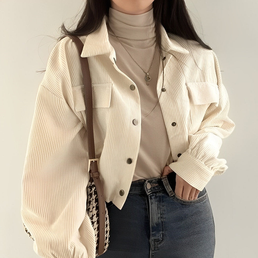 Valenzora | Women's Corduroy Jacket with Short Lapel