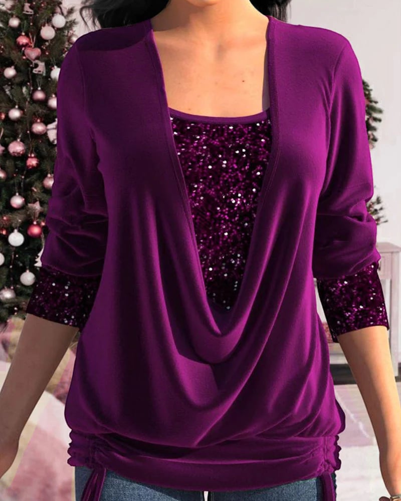 Valenzora – Langärmeliges Damen-Shirt mit Pailletten