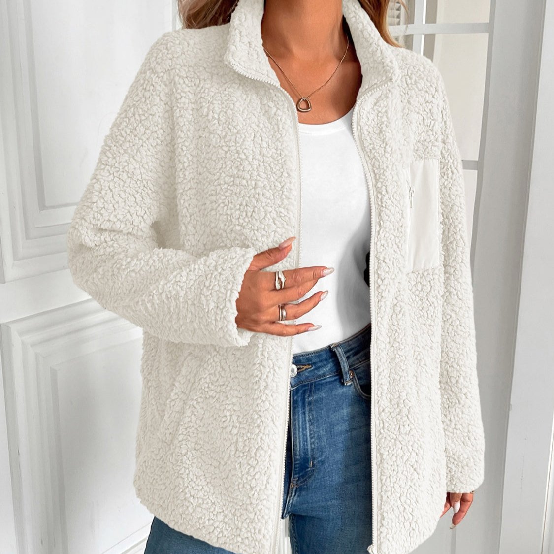 Valenzora | Casual Winter Zip-Up Fuzzy Jacket for Women
