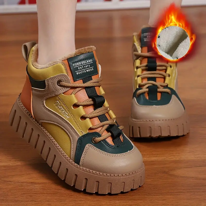 Winter sneakers with plush lining and lacing