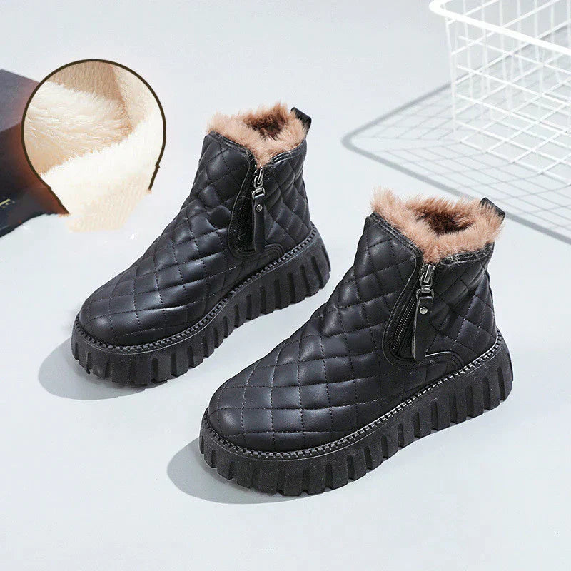 Boots with a checkered pattern
