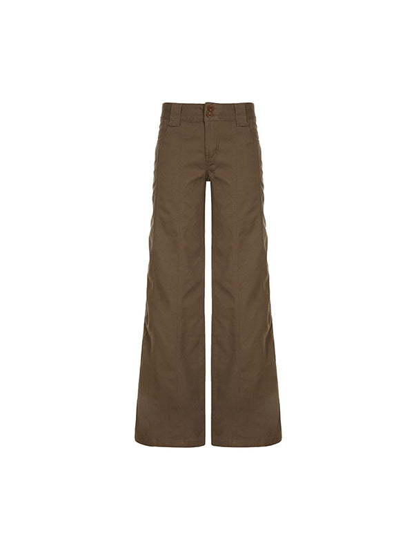 Valenzora | American Retro Low Waist Split Flared Trousers