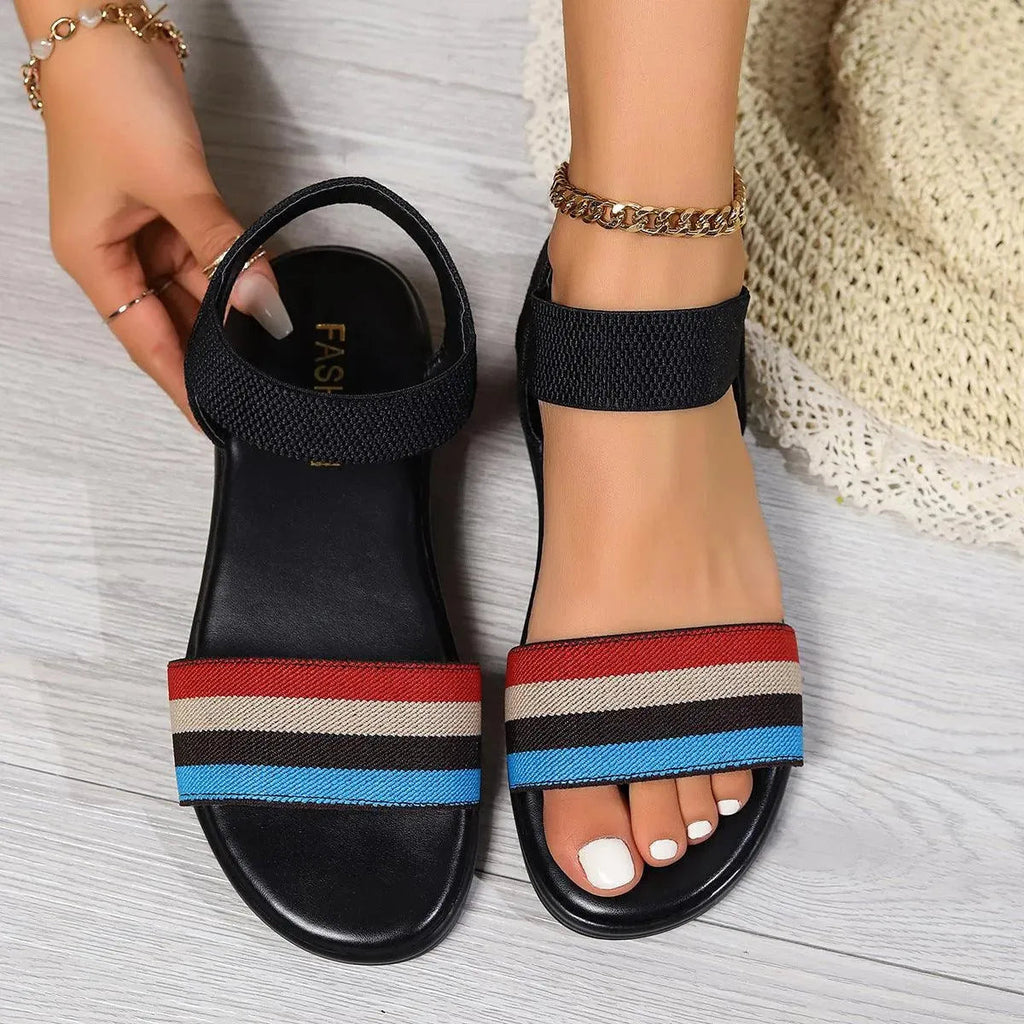 Valenzora | Sommerliche Leinen-Sandalen mit elastischem Riemen