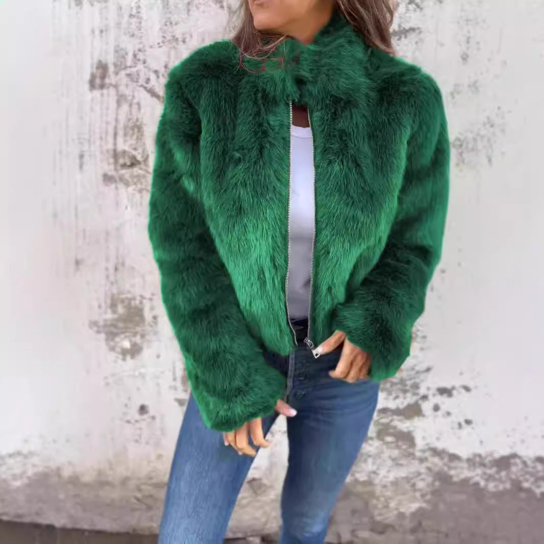 Valenzora | Elegant fur coat with zipper closure