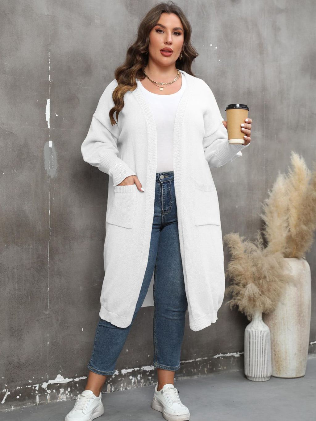 Valenzora | Plus Size Langarm-Cardigan mit Taschen