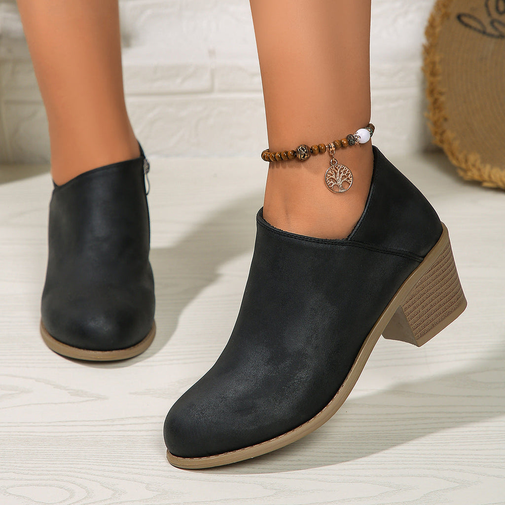 Valenzora | Ankle boots - Women's comfortable boots with block heel and zipper
