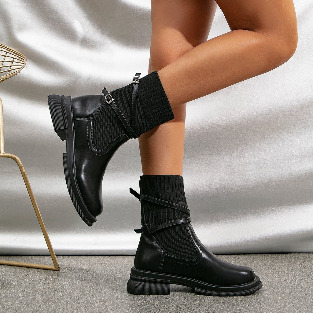 Valenzora | Elegante braune Stiefeletten mit Wickelriemen