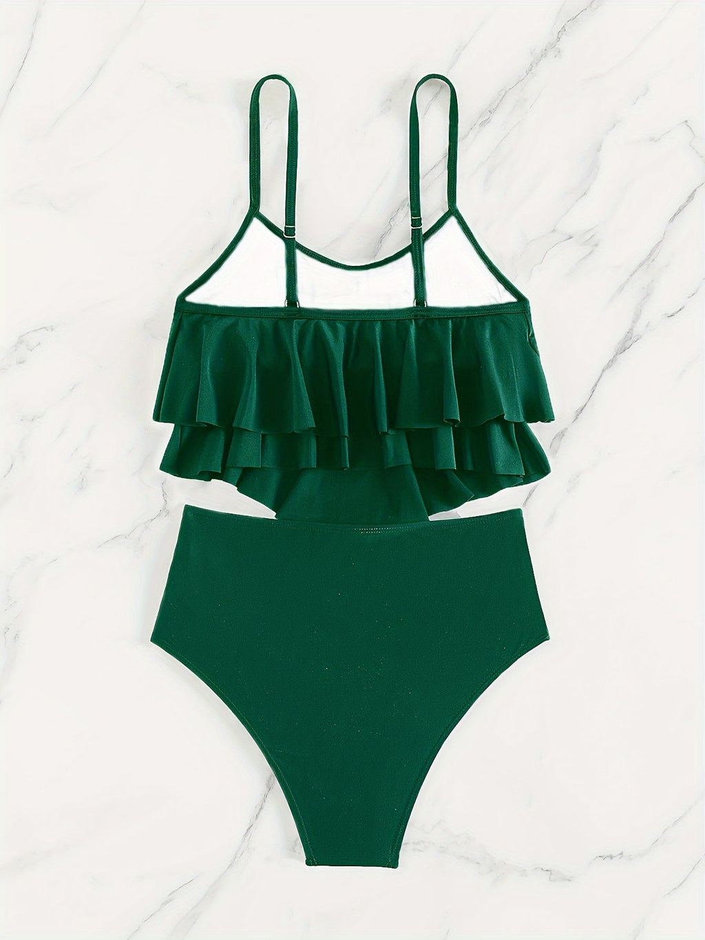Valenzora | Ruched, Layered Two-Piece Black Tankini for Women