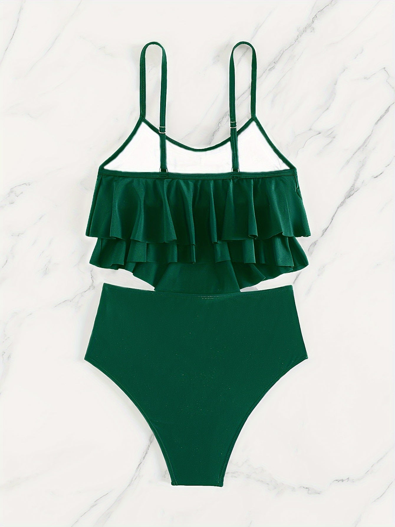 Valenzora | Ruched, Layered Two-Piece Black Tankini for Women