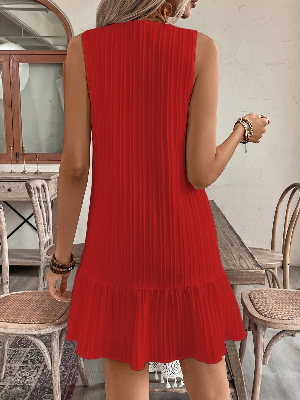 Valenzora | Solid color summer dress for women with V-neck