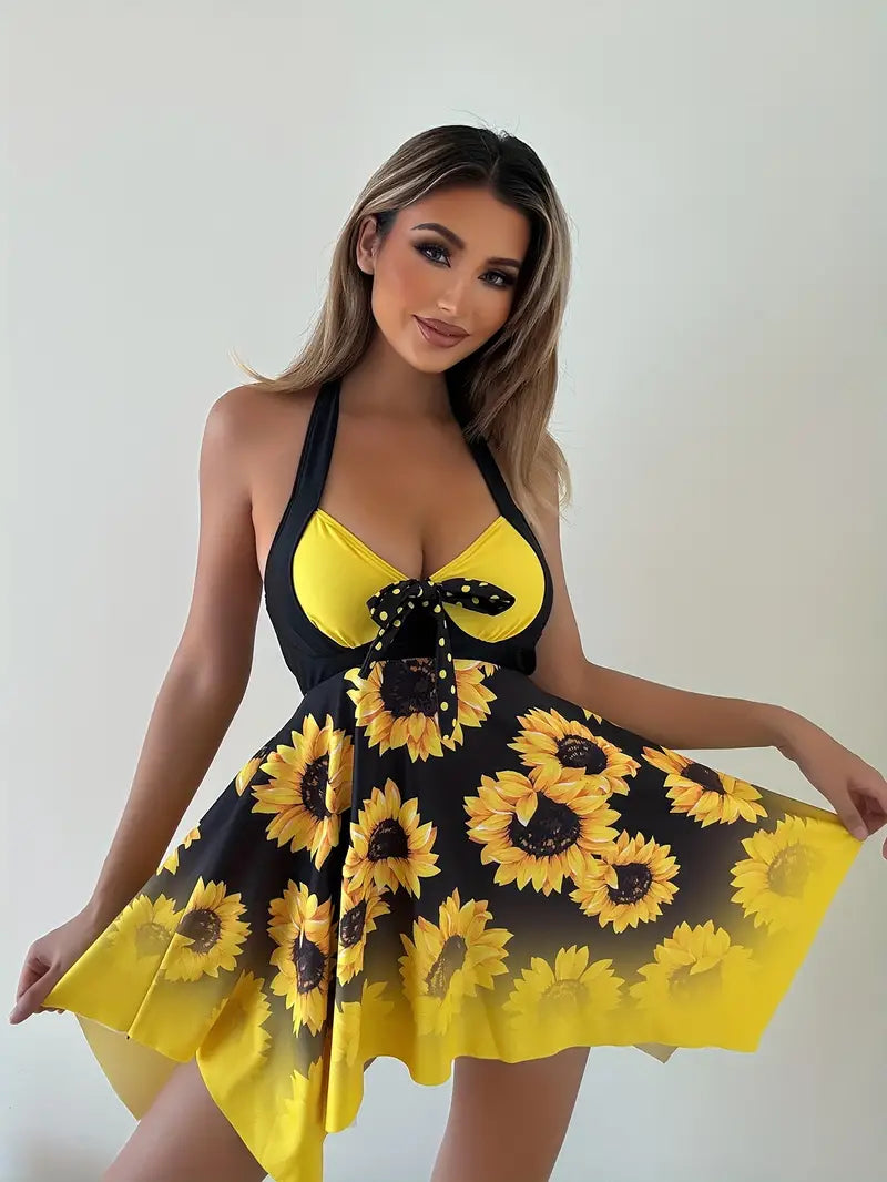 Valenzora – Two-piece tankini set with sunflower print