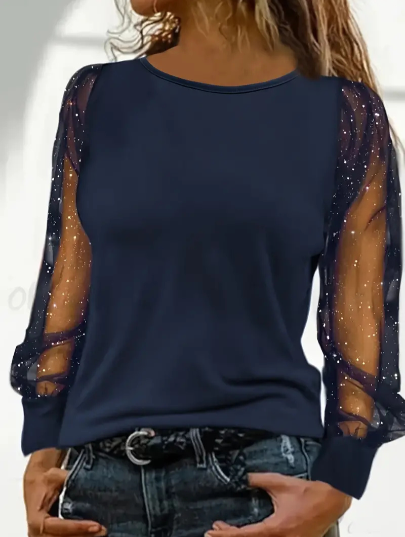 Valenzora | Women's Glitter Tops Black Top