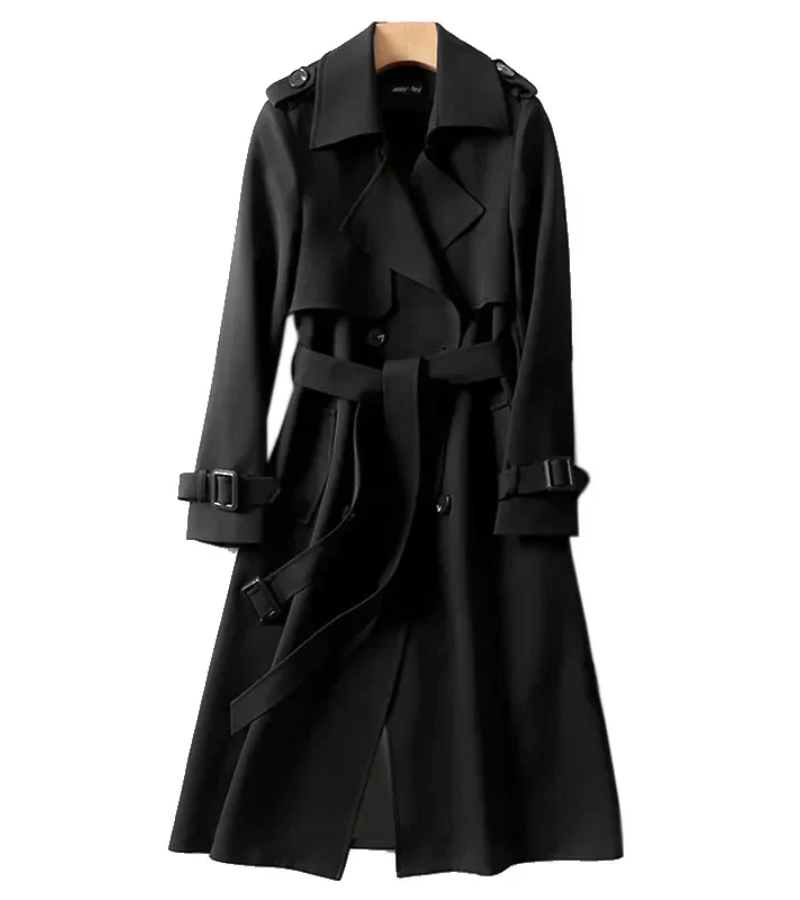 Valenzora | Langer Trenchcoat für Damen Schwarz