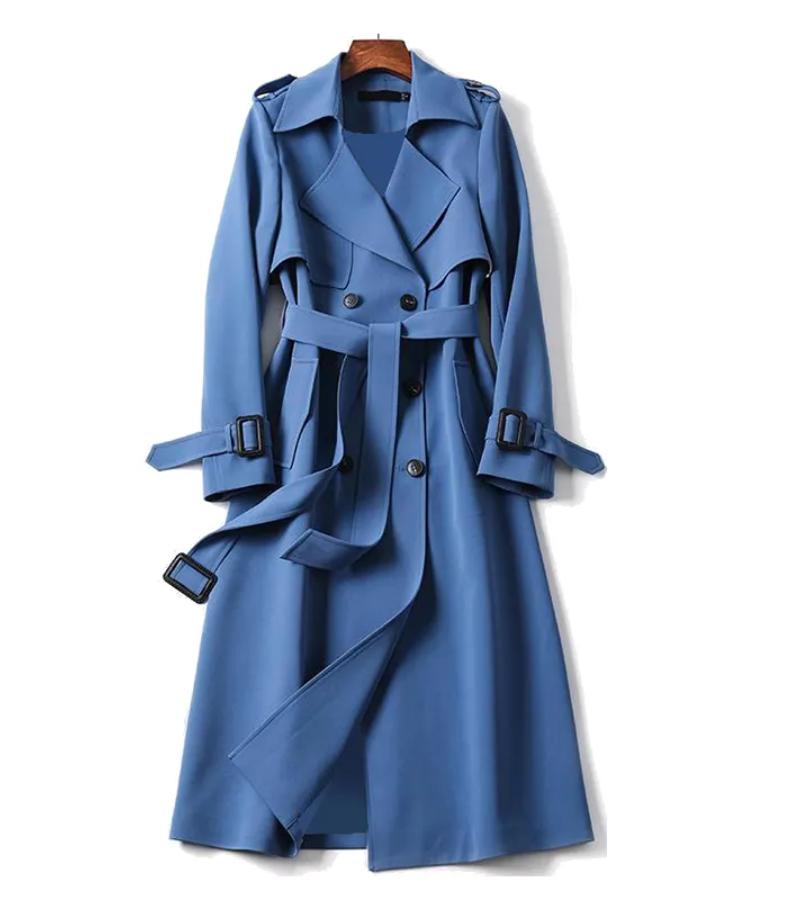 Valenzora | Langer Trenchcoat für Damen Schwarz