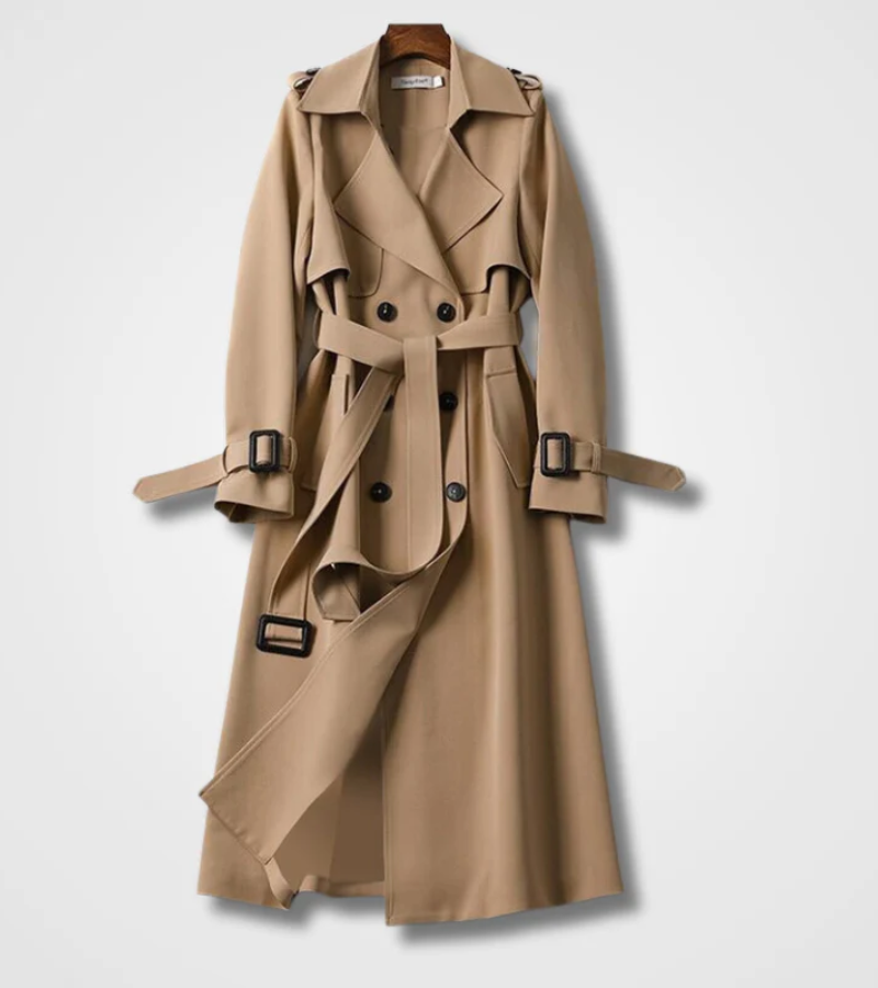 Valenzora | Langer Trenchcoat für Damen Schwarz