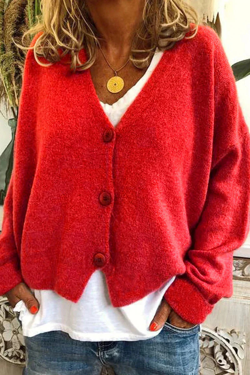 Valenzora | Kurze rote Strickjacke für Damen