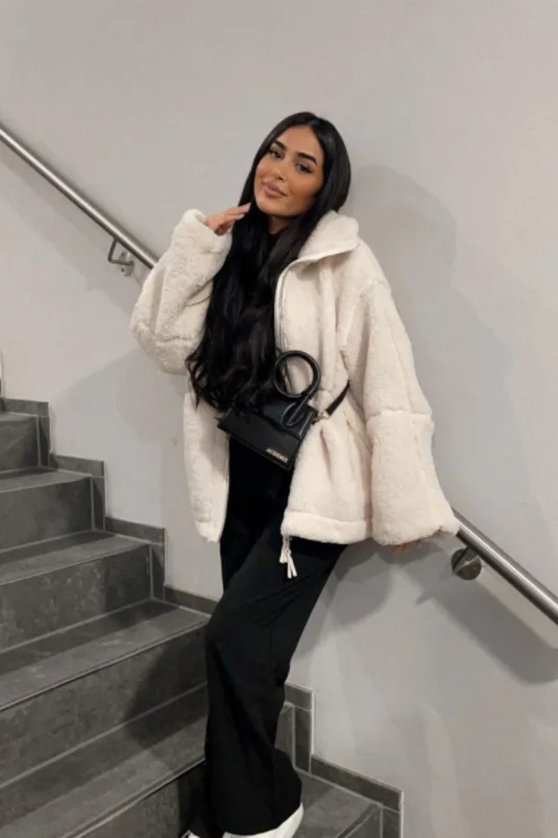 Valenzora | Damen Teddyjacke Weiß