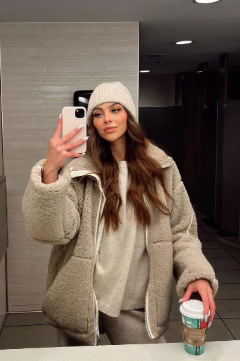 Valenzora | Damen Teddyjacke Weiß