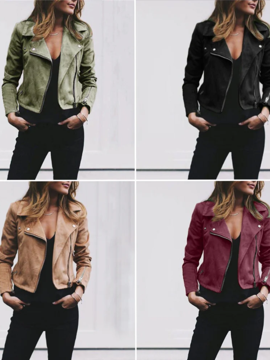 Valenzora | Women's black biker jacket transitional