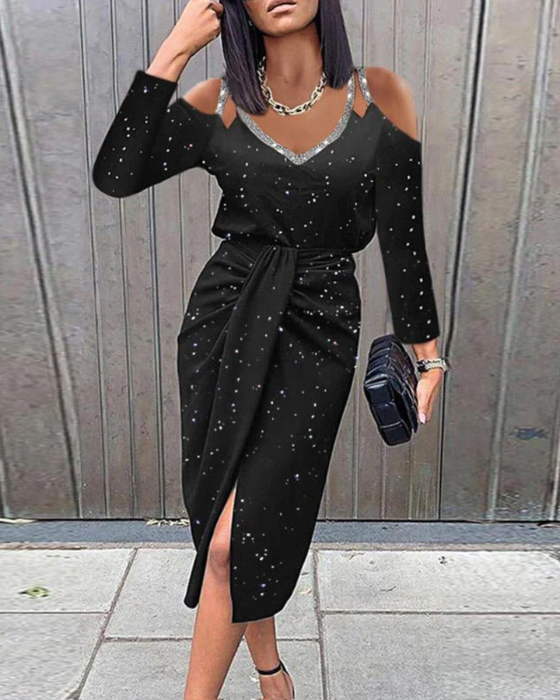 Valenzora | Festive Midi Wrap Dress Elegant