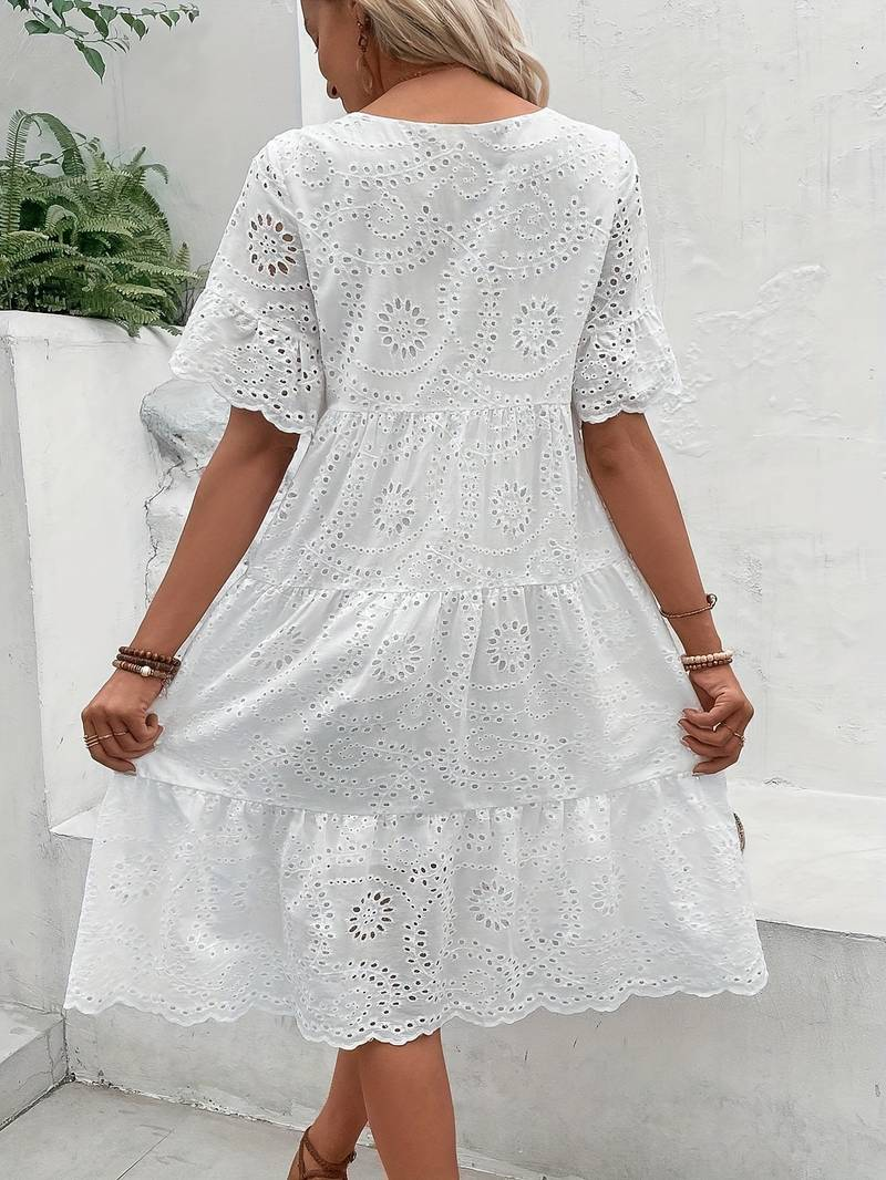 Valenzora | White Midi Summer Dress