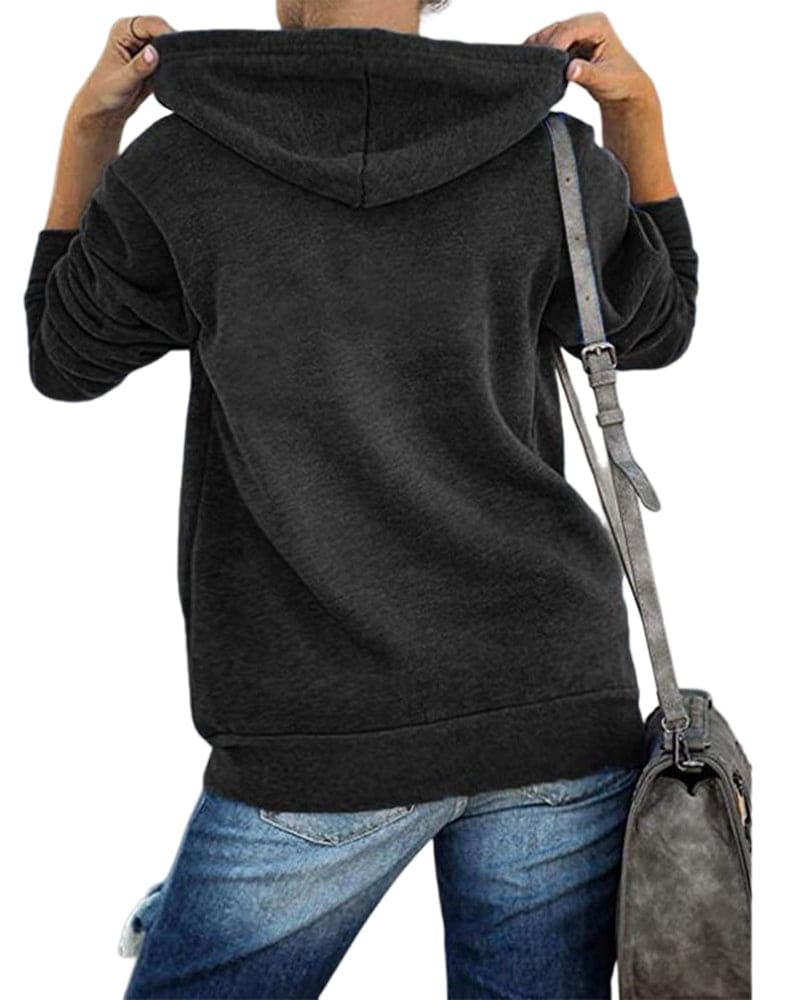 Valenzora | Damen Hoodie Schwarz mit Reißverschluss