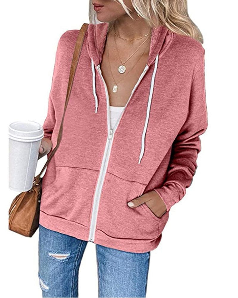 Valenzora | Damen Hoodie Schwarz mit Reißverschluss