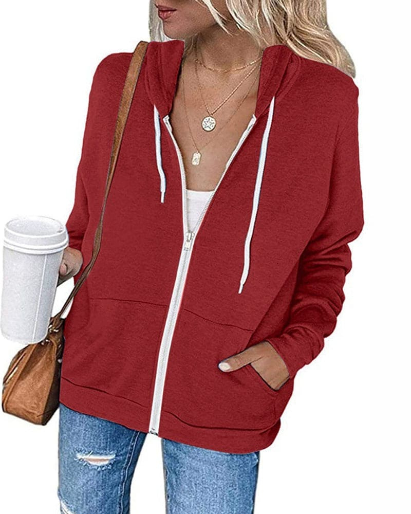 Valenzora | Damen Hoodie Schwarz mit Reißverschluss