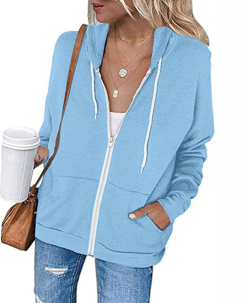 Valenzora | Damen Hoodie Schwarz mit Reißverschluss