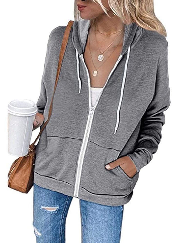 Valenzora | Damen Hoodie Schwarz mit Reißverschluss