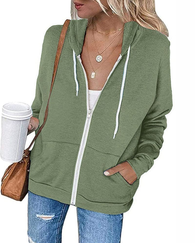 Valenzora | Damen Hoodie Schwarz mit Reißverschluss